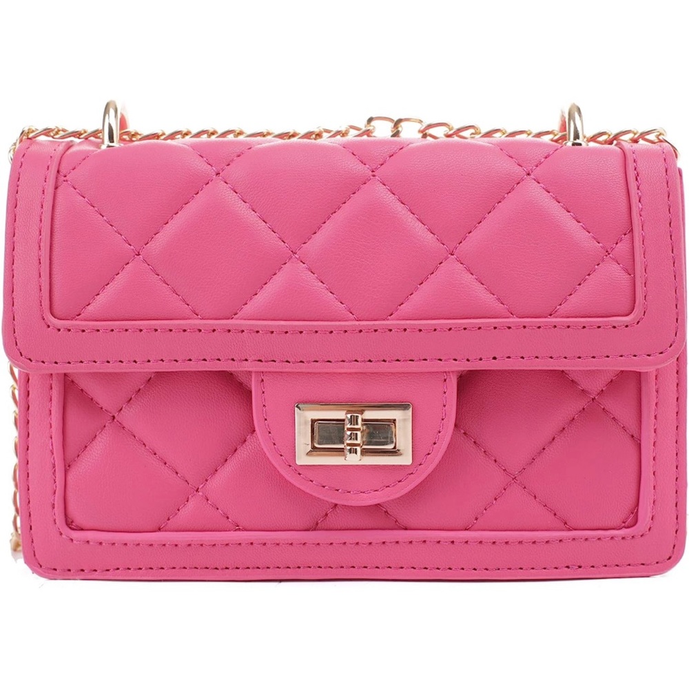 Trendy womens small quilted pink flap bag crossbody bag shoulder bag for women